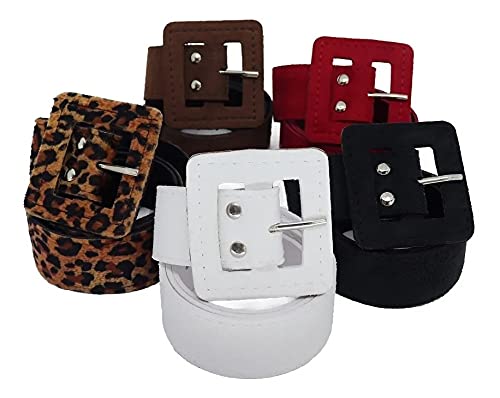 Kit 05 Cinto Retrô Colorido Fem, Varias Cores, Camurça (Variados)