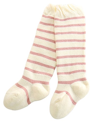 X&F Baby Boy and Girls Stripes Thick Cotton Knee High Socks Soft Leg Warmers, 0-9 Months, White and Pink