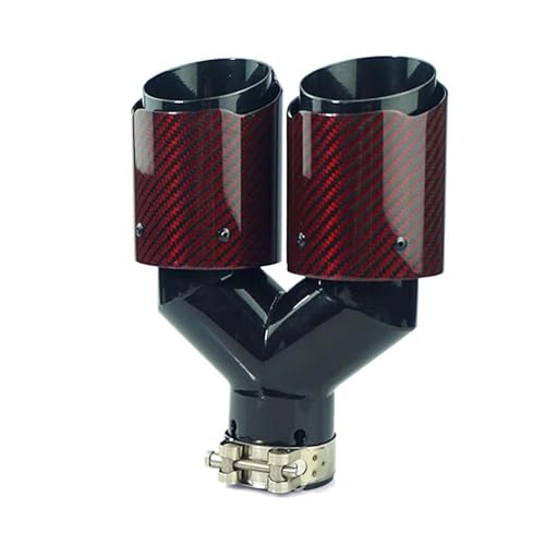 Punta de escape universal para coche con silenciador de doble salida izquierda de 63mm roja 1
