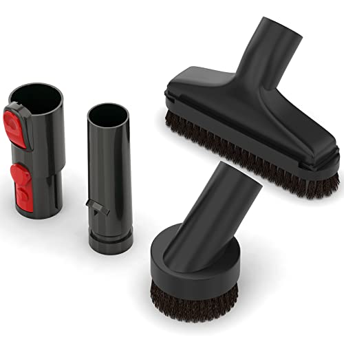 Meanlin 4 Pieces Vacuum Hose Adapter Kit, With 1.25" Horse Hair Brush, Plastic Vacuum Hose Connector Reducer Attachments Compatible With Dyson V15 V11 V10 V8 V7 V6 Vacuum Cleaner #TOP4