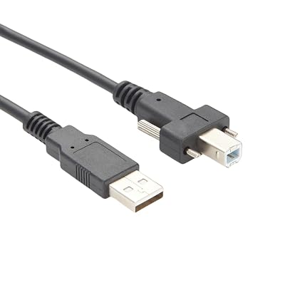 USB 2.0 A Male to Type-B Male Cable with M2 Screw Lock USB A to USB B Cable Machine Vision Industrial Camera High Speed Cord for Industrial Automation Scanner (USB2.0, 3M/10FT)
