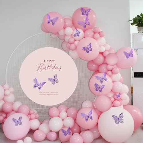 Image of SAOROPEB 3D Butterfly Wall Decor 48 Pcs Purple Butterfly Decorations | 4 Styles 3 Sizes, Birthday Decorations Butterfly Party Decorations Cake Decorations, Removable Stickers