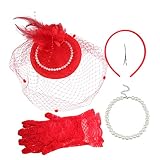 Holibanna 1 Juego De Sombrero Velo Pasador Diadema Lazo Velo para Niña Tocado Creativo Collar Decorativo Collar para Niña Tocado De Moda Collar para Fiesta Delicado Velo De Tela