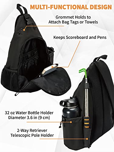 Moyaqi Frisbee Disc Golf Bag With Retriever Holder And Storage Pockets, Disc Golf Backpack With 10-12 Disc Capacity, Padded Adjustable Strap And Back Panel, Lightweight And Durable (Black) #TOP2