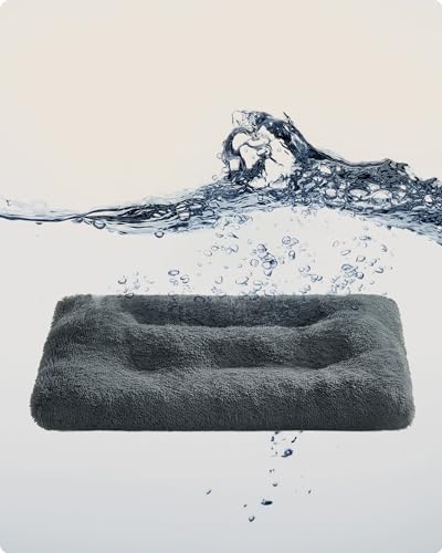 Feandrea Hundebett, Hundekissen, Flauschige Hundematte, Langer Plüsch, 122 x 74 cm, weiche Polsterung, waschbar, multifunktional, dunkelgrau PGW204G02