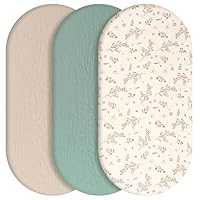 LustLocke 3 Stück Baby-Bettlaken, 83 × 43 cm, Universelle Spannbettlaken für Kinderwagen, 100% Musselin-Baumwolle, Baby Spannbettlaken, Reisebett Spannlaken Beistellbett Leintücher