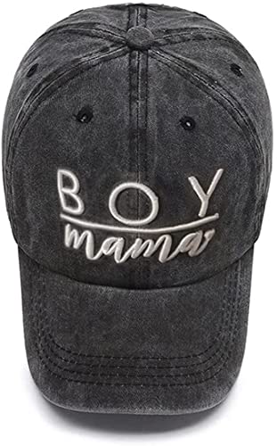 Waldeal Women's Embroidered Ponytail Baseball Cap Boy Mama Mom Vintage Distressed Dad Hat (3D Black, One Size) #TOP1