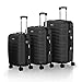 Juskys® Hartschale Kofferset Reisekoffer 3 teilig - Zahlenschloss, geräuscharme 360° Rollen groß, Teleskopgriff, leicht - Koffer in Schwarz