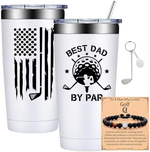 Golf Gifts for Dad - Christmas Gift for Dads - Fathers Day, Birthday Gifts for Dads from Daughter, Son, Kids, Wife - Best Dad by Par 20oz Tumbler