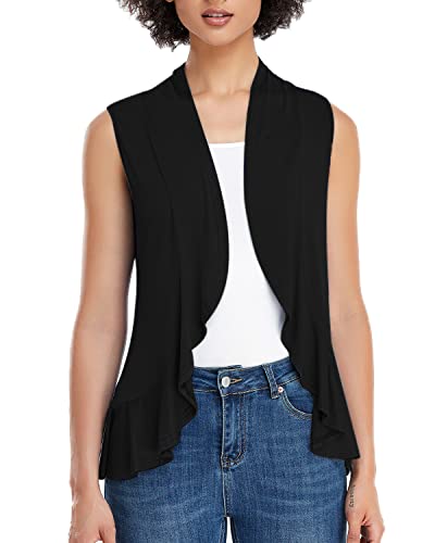 Xeoxarel Women's Sleeveless Cardigan Open Front Vest (S-3XL)