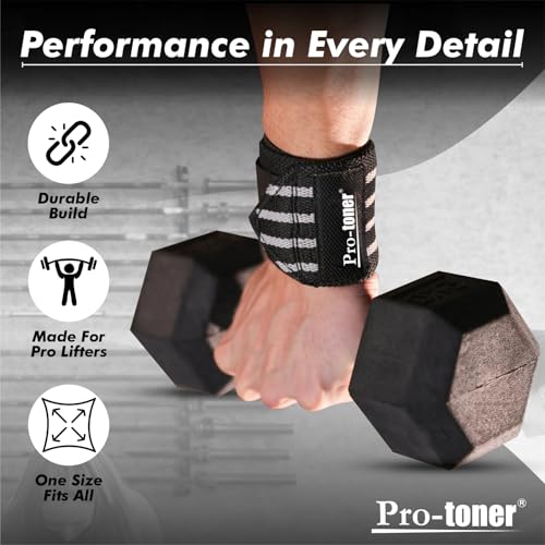 Image of Pro-toner Multipurpose Wrist Support Strap, Adjustable Weightlifting Wrist Wrap for Gym Training (Black grey)