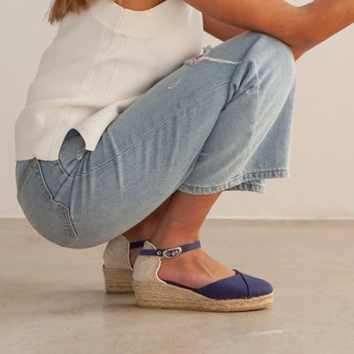 Biankina Girona Authentic Spanish Espadrille Wedge Sandals for Women - Sustainable, Eco Friendly, Vegan Shoes. Classic Style, Organic Cotton Canvas Upper, Comfy Insole, Jute Midsole, Rubber Sole. Made by Biankina - Used condition - Image 2