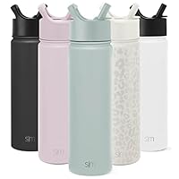 Simple Modern Water Bottle with Straw Lid Vacuum Insulated Stainless Steel Metal Thermos Bottles | Reusable Leak Proof BPA-Free Flask for Gym, Travel, Sports | 650ml, Sea Glass Sage
