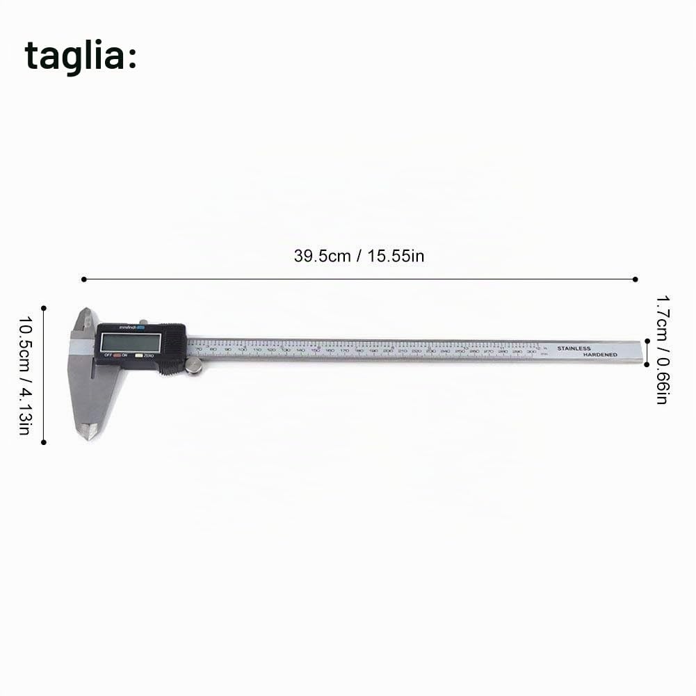 Calibro Digitale con Display LCD e Micrometro in Acciaio INOX, Conversione Elettronica di Precisione, con Custodia Rigida e Batteria, 300 mm