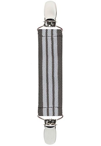 Elastic Scarf and Hat Clips Attacher with Extra Heavy Clips - Grey Stripe