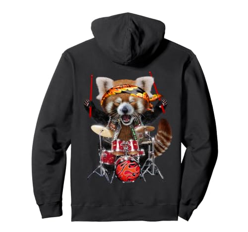 Funny Red Panda Batteur Heavy Metal Rock Band Sweat à Capuche