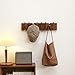 QUELLANCE Wood Coat Rack Wall Mount, Coat Hooks Hanger Wall Mounted, Heavy Duty Wall Coat Rack with 8 Hooks for Hanging Coats/Keys/Hats/Robe&Towels/Plants/Bags, Walnut