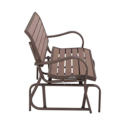 LIFETIME 60290 Wood Alternative Glider Bench, Mocha Brown