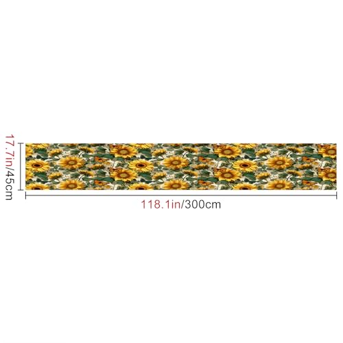 HOMETITUTE Sunflower Wallpaper Peel and Stick Yellow Floral Pattern 118.1x17.7 Inches Removable Self Adhesive Contact Paper for Bedroom Living Room Kitchen Cabinets Decor by HOMETITUTE - Used condition - Image 5