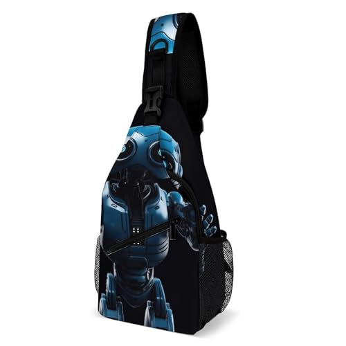 Bolso Crossbody Multifuncional para Viaje Azul Robot