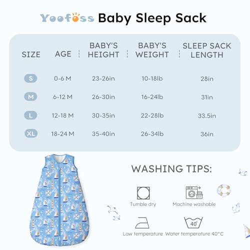 Image of Yoofoss Baby Sleep Sack 0-6 Months, 1.5 Tog Baby Wearable Blanket with 2-Way Zipper, 100% Cotton Organic Fabric Winter Infant Sleeping Sack, Warm Soft Comfy