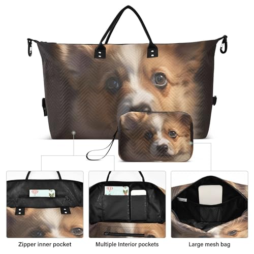 Large Travel Duffel Bag, Beautiful Puppy Sports Tote Gym Bag, Shoulder Weekender Overnight Bag for Women Men, Carry On Luggage with Toiletry Bags2
