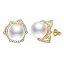 White Pearl Stud Earrings gold