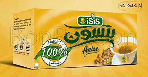 Isis Herbal Tea 100% Organic Natural Egyptian Anise Tea Flower Anis Aniseed No Caffeine No Artificial flavors No Artificial Coloring No Preservatives No Additives Non Gmo Kosher Halal 50 Bags ينسون