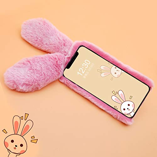 Coque en peluche iPhone 12 Pro Max rose foncé nœud en strass - 5