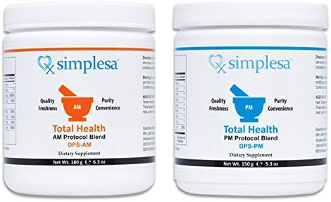 Simplesa Total Health AM + PM Nutrition Powder Blends, Morning & Evening Vitamin Supplement for Cellular Health, Vitamin Blend, Dietary Supplement, Supports Brain Health, 150g & 180g Powder Supplement