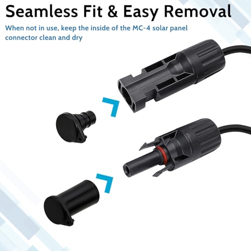 Molain 6 Paar Silikon Staubdicht Wasserdicht Kappe, PV-Stecker Staubschutzkappen, Staub und Wetterbeständiges Solarkabelende Solarpanel Anschlusskappen für Solar Inverter PV Stecker (Schwarz)