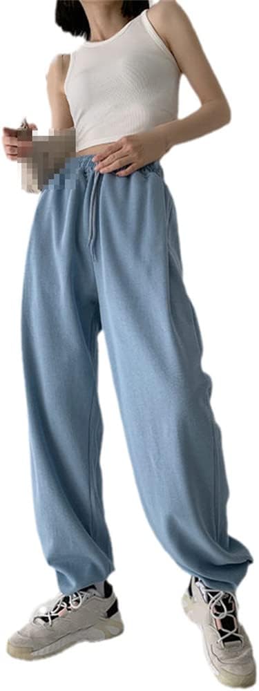 KEHAIOO Oversize Blue Jogging Sweatpants, Women Korean Gray Joggers Sports Pants, White Wide Leg Trousers