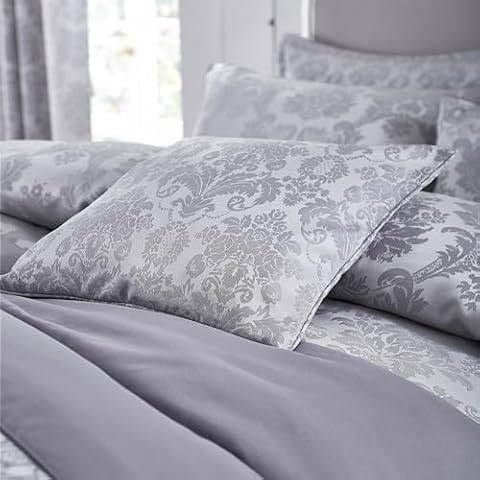 Catherine Lansfield Silver Damask Cushion 43x43cm Cover