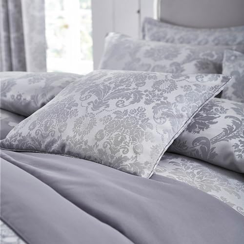 Catherine Lansfield Damask Jacquard 43x43cm Cushion Silver Grey