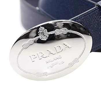 PRADA プラダ サフィアーノレザー ベルト ロゴバックル　ネイビー PRADA プラダ サフィアーノレザー ベルト ロゴバックル ネイビー