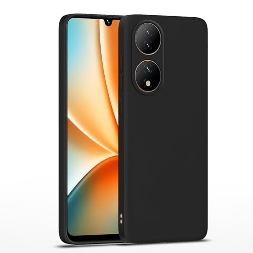 Image of Outlouders Back Cover for Vivo Y100 5G | Camera Protection | Durable Soft Matte Silicone Bumper Case (Black)