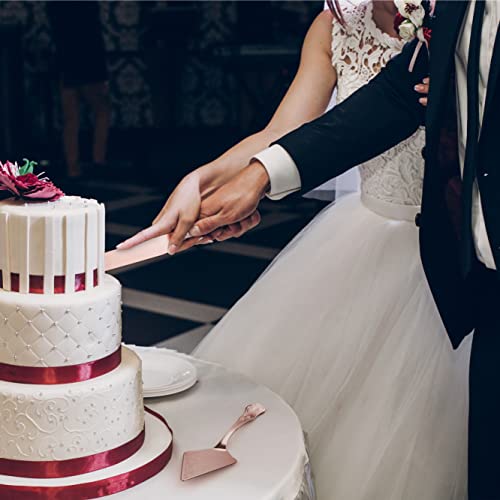 Orblue Wedding Cake Knife And Server Set - Premium, Beautifully Engraved Cutting Set - Elegant Keepsake For Newlyweds - Rose Gold #TOP6