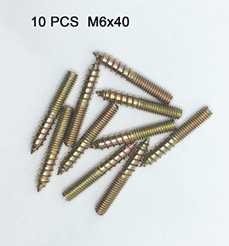 Image of Hanger Bolt M6x40 Double Headed Bolt Self-Tapping Screw for Furniture 10Pcs