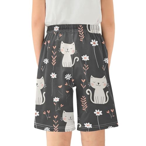 Cat with Flower A Short Pajama Pants Bottoms Soft Sleepwear with Pockets2