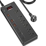 Power Strip, HITRENDS Surge Protector with 6 AC Outlets & 6 USB Charging Ports, 6 Feet Heavy Duty Extension Cord, 1625W/13A Multiplug for Home Office & Multiple USB Devices - Black