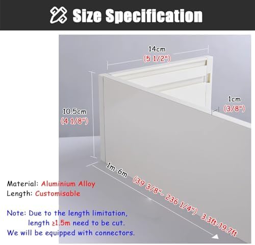 Decorative Blackout Curtain Pelmet Box - 1.9m/6.2ft Aluminum Roller Blind Valance Frame, Wall/Ceiling Mount, Ideal Home Decor Accessory, No Tracks Included