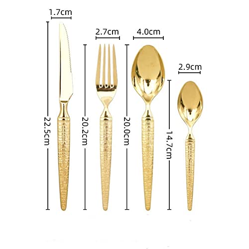 Bestecksets 4pcs 6pcs Anzug Luxus Gold Löffel Gabel Messer Reise Camping Küchenutensilien Sets Edelstahl Besteck Küche Goldenes Besteck Set (Color : Set of 4) (4 X Set of 4)