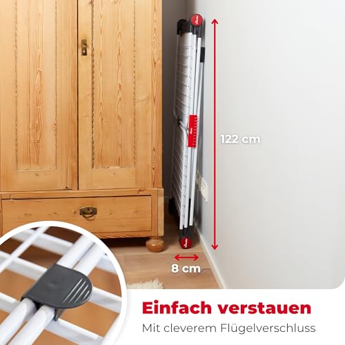 Vileda Infinity Flex Plus Wäscheständer | Ausziehbarer & Stabiler Flügeltrockner mit 30m XXL-Leinen - Für Innen- & Außenbereich, platzsparend & klappbar, 2m Länge, Hohe Flügel | Comfort-Pack