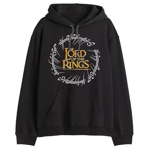 Lord of the Rings Melotrmsw001 Sudadera con Capucha, Negro, S para Hombre