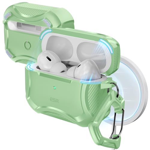 Image of ESR for AirPods Pro 2nd Generation Case, Compatible with Airpods Pro Case 2nd /1st Gen (2023 /2022 /2019), Compatible with MagSafe, Powerful Drop Protection, Magnetic Lid with Cleaner Kit, Light Green