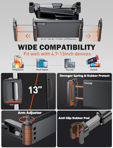 Tryone UK-66 Car Headrest Tablet Holder Mount Stretchable Backseat Tablets Stand thumb #5