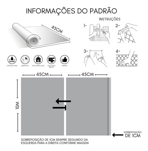 Adesivo Papel de Parede Mármore Branco 10m x 45cm Lavável Impermeável revestimento Antichamas