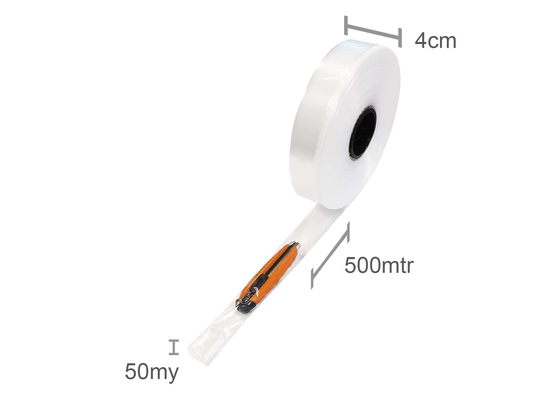 Lámina tubular transparente estrecha de 4 cm de ancho x 500 m de largo, 50 my de grosor, lámina de alta calidad, ideal para almacenamiento limpio y seco