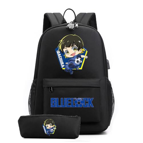 Sac à dos Blue Lock avec trousse ensemble de cartables légers contre le mal de dos scolaire
