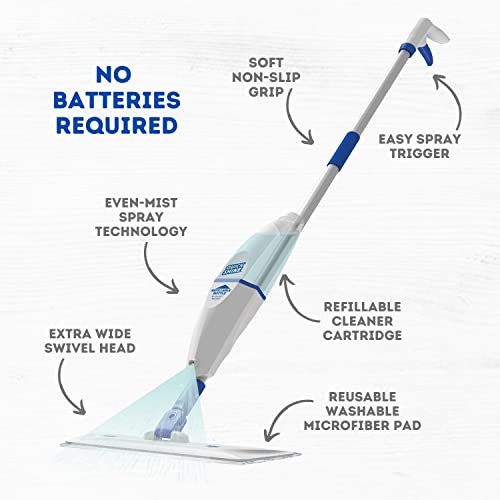 Quick Shine Spray Mop Kit With 3 Reusable Mop Pads & 1 Safer Choice Multi-Surface Floor Cleaner 16Oz | Quick & Easy Cleaning | No Batteries Required | Refillable Cleaning Cartridge #TOP2